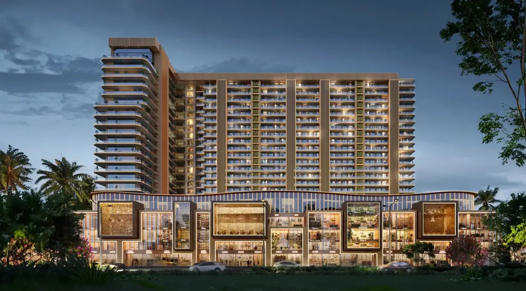 Jacob & Co Residences Mohali towers on Airport Road at dusk (artistic impression)